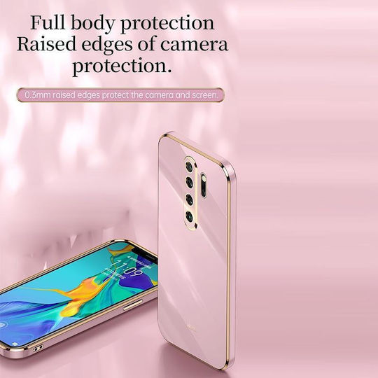 Xiaomi Redmi Note 8 Pro Xinli Gerade 6D Plattierung Goldrand TPU Stoßfeste Hülle Schwarz