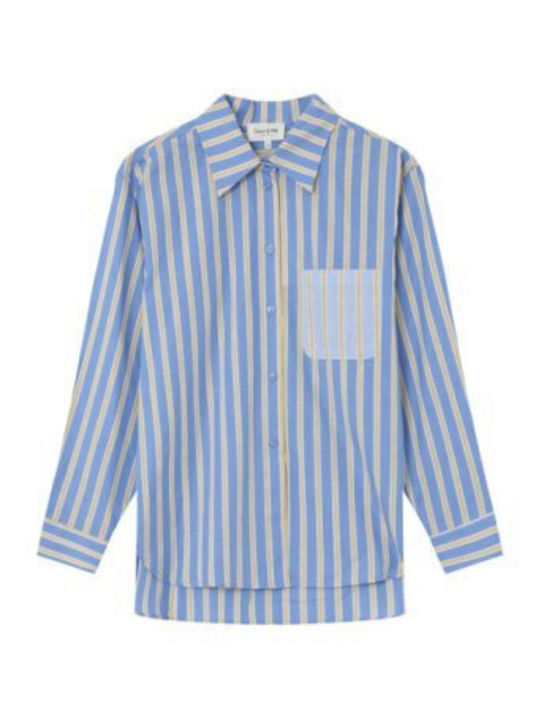 Langärmelig Damen Hemd Blau