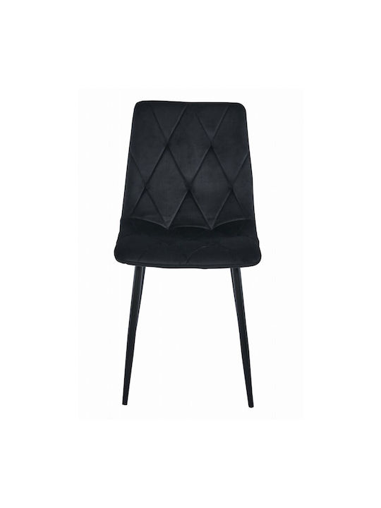 Libra Kitchen Velvet Chair Black 44x40x88.5cm