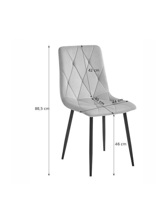 Libra Kitchen Velvet Chair Black 44x40x88.5cm