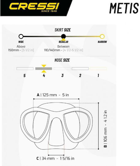 CressiSub Silicone Diving Mask Metis Action Black