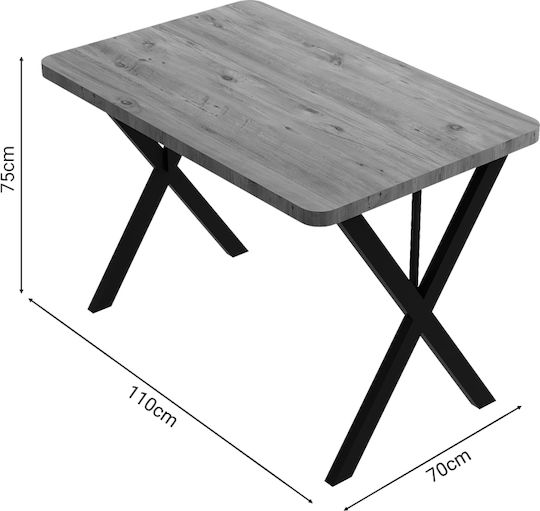 Zeryin Tisch Speisesaal Holz mit Metallgestell Black Velvet-Black Metal 70x110x75cm
