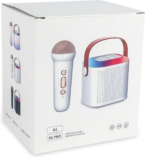 Karaoke System with Wireless Microphones in White Color