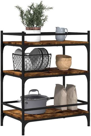 vidaXL vidaXL Küchenwagen Hölzernes 3 Ebenen Braun 65x40x86.5cm