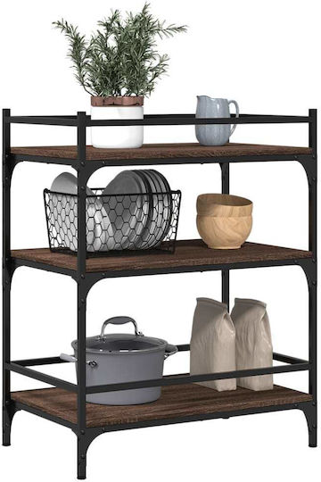 vidaXL Τρόλεϊ Κουζίνας Ξύλινο 3 Θέσεων Καφέ 65x40x86.5cm