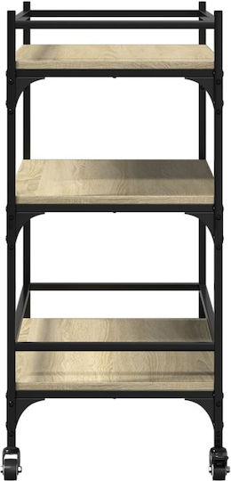 vidaXL Wooden Kitchen Trolley 3 Tiers Brown 65x40x86.5cm