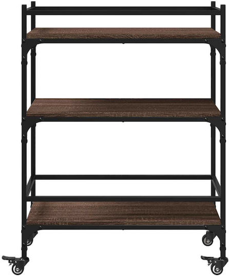 vidaXL Τρόλεϊ Κουζίνας Ξύλινο 3 Θέσεων Καφέ 65x40x86.5cm