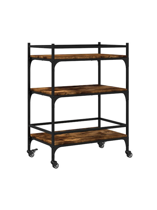 vidaXL Troleu De Bucătărie Din Lemn Cu 3 Locuri Maro 65x40x86.5cm