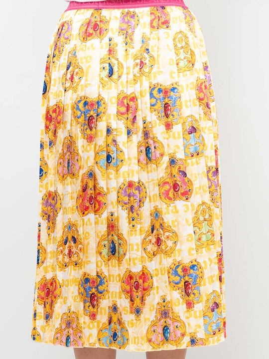 Versace Plisse Tape Denim Midi Rock Mehrfarbig