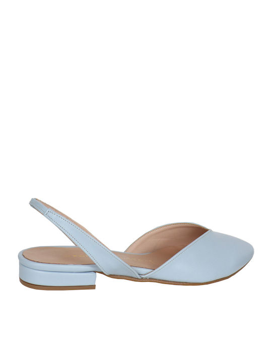 Synthetic Leather Ballerinas With strap Light Blue