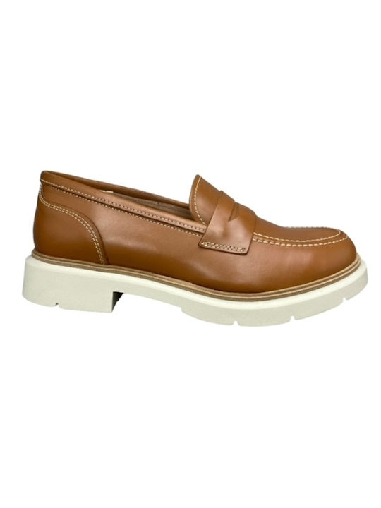 Smart Steps Leder Damen Loafers in Tabac Braun Farbe