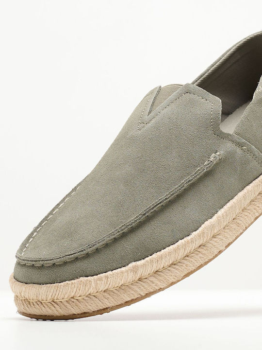 Alonso Loafer Rope Leather Men's Espadrilles in Green Color