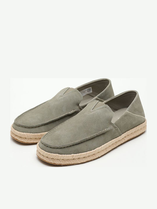 Alonso Loafer Rope Leather Men's Espadrilles in Green Color
