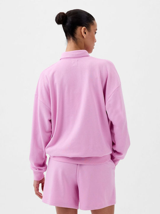 GAP Logo Femeie Polo Bluză Mânecă lungă Sugar Pink