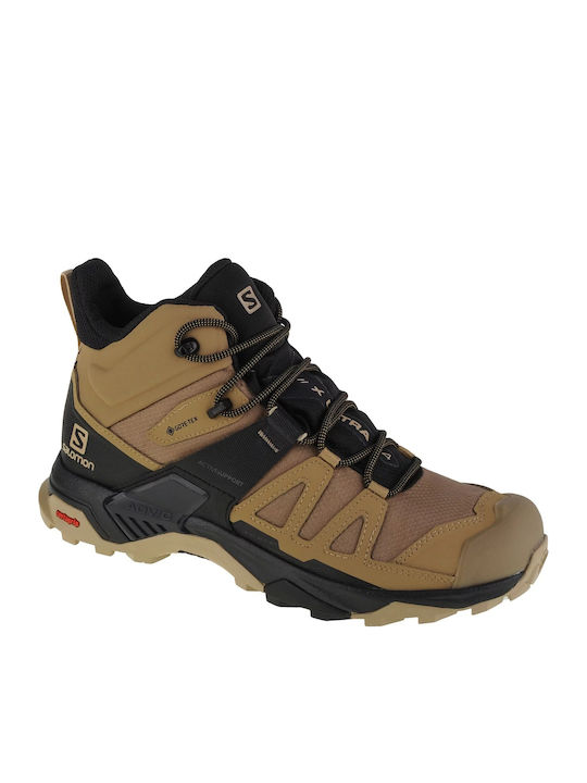 Salomon X Ultra 4 Men's Hiking Waterproof Boots with Gore-Tex Membrane Kelp Black Safari