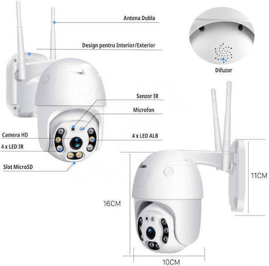 IP Cameră de Supraveghere Wi-Fi Full HD+ 3MP Rezistentă la apă cu Lentilă 3.6mm