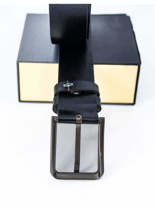 Wide Men's Belt from Artificial Leather Black