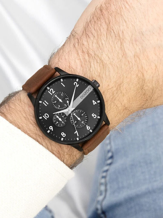 Oozoo Timepieces Men's Watch 45mm Battery with Brown Leather Strap