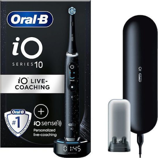 Oral-B iO Series 10 Periuță de dinți electrică cu Temporizator, Senzor de Presiune și Husă de Călătorie Neagră