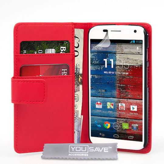 YouSave Accessories Leather-Effect Wallet Case Red (Moto X) Червен