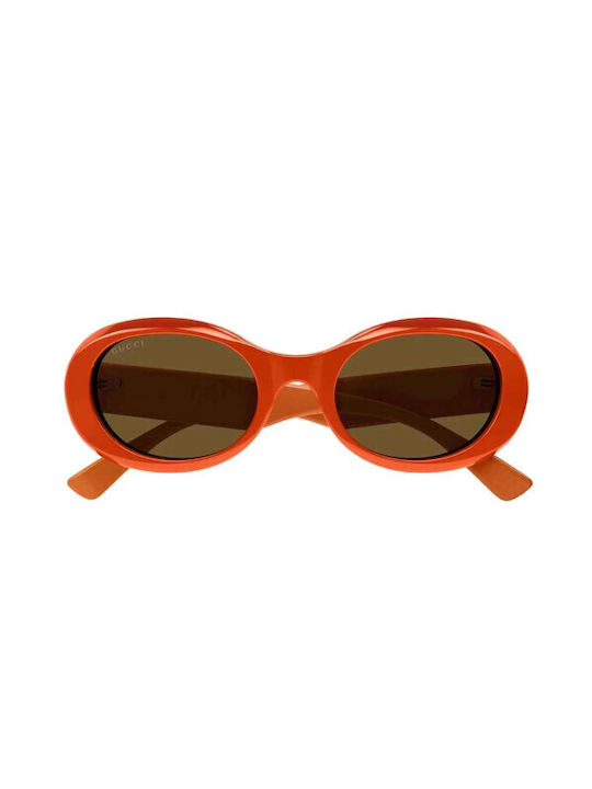 Gucci Women's Sunglasses with Orange Plastic Frame and Brown Lens GG1587S 003