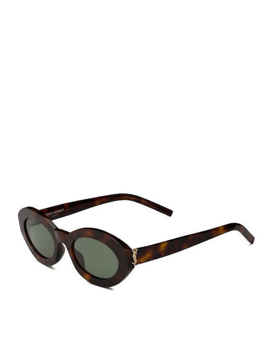 Ysl Feminini Ochelari de soare cu Maro Tortoise Cadru și Verde Lentilă