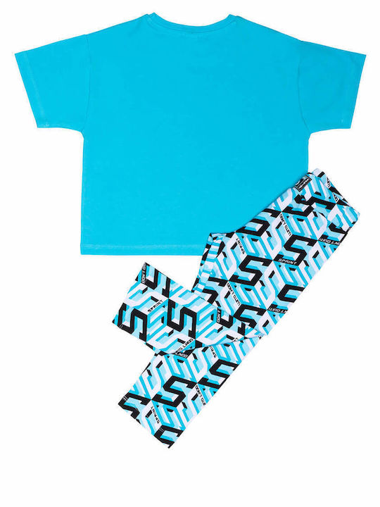 Sprint Kids Set with Leggings Summer 2pcs turquoise