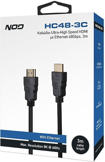 NOD Cable HDMI male - HDMI male 3m Μαύρο