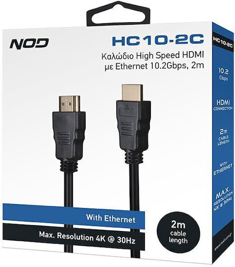 NOD Cable HDMI male - HDMI male 2m Μαύρο
