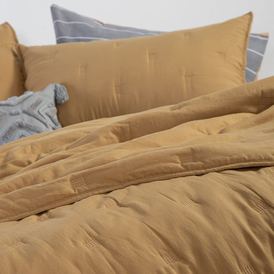 Nef-Nef Homeware Marven Coverlet Queen Size Microfiber Honey 230x240cm
