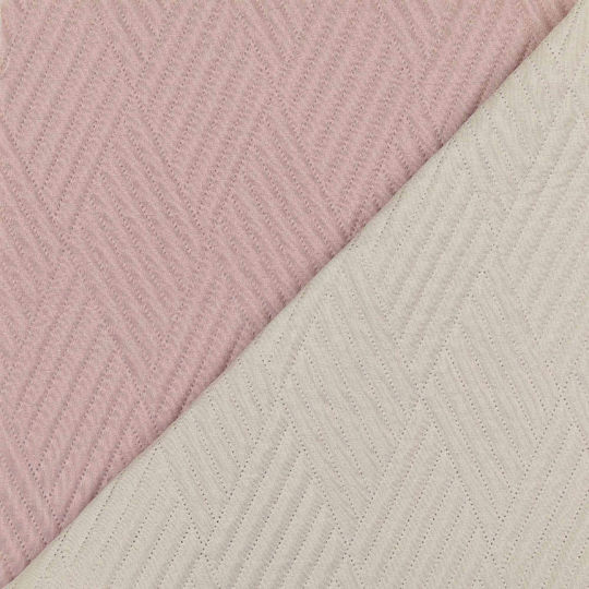 Borea Diamond Coverlet Queen Size from Polyester Ecru-Cafe 220x240cm