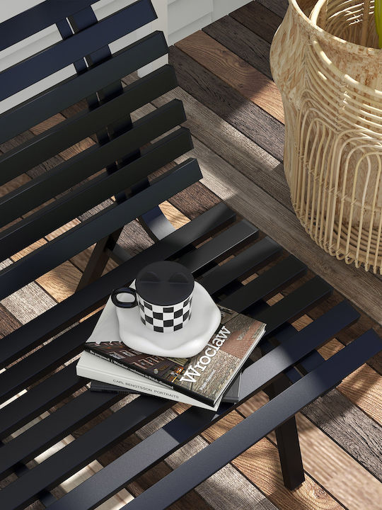 Two-Seater Sofa Outdoor Metallic Black 123x67x79cm