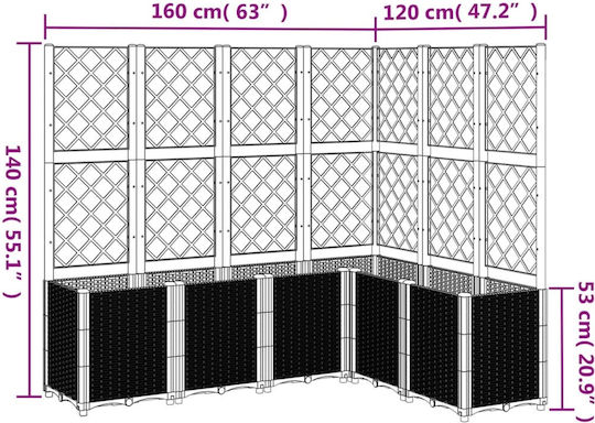 vidaXL Planter Box Plastic Grey 160x120x140cm.