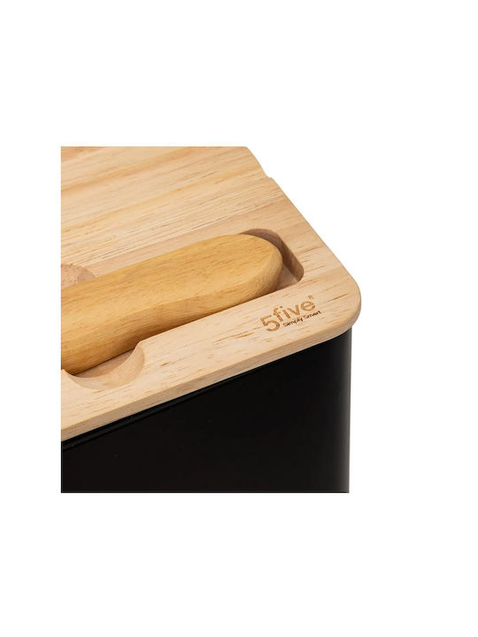 5Five Bread Box with Lid Metallic Black 32.7x20.2x14.5cm