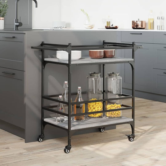 vidaXL Τρόλεϊ Κουζίνας Ξύλινο 3 Θέσεων Γκρι 82x40x78.5cm