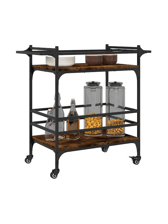vidaXL Wooden Kitchen Trolley 3 Tiers Brown 82x40x78.5cm