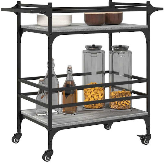 vidaXL Τρόλεϊ Κουζίνας Ξύλινο 3 Θέσεων Γκρι 82x40x78.5cm