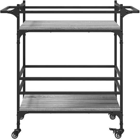 vidaXL Τρόλεϊ Κουζίνας Ξύλινο 3 Θέσεων Γκρι 82x40x78.5cm