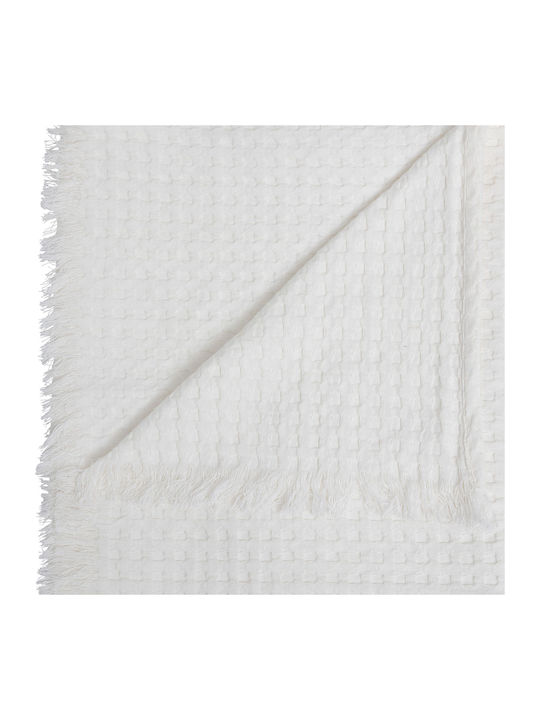 Atmosphera Floral Armchair Throw Jacquard 130x180cm White 201903a