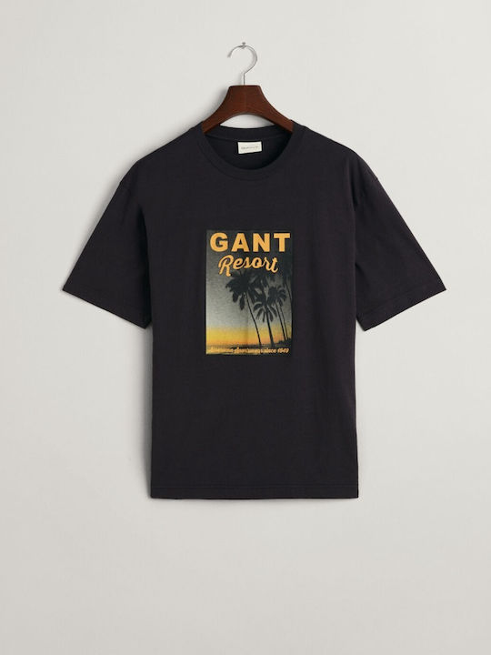 Gant Herren T-Shirt Kurzarm Schwarz