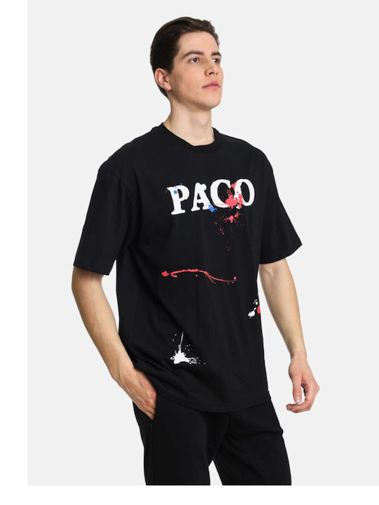 Paco & Co T-shirt Bărbătesc cu Mânecă Scurtă Negru