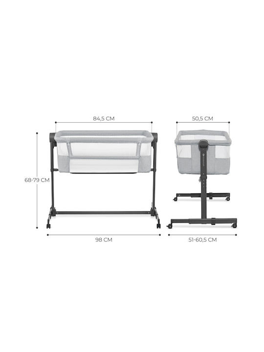 Kinderkraft Leagăn Neste Up 2 cu Saltea, Deschidere Laterală și Roți Light Gray