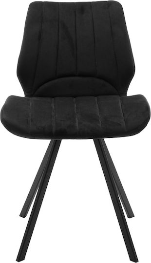 Sabia Dining Room Velvet Chair Black Velvet-Black Metal 46x55x80cm