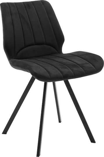 Sabia Dining Room Velvet Chair Black Velvet-Black Metal 46x55x80cm