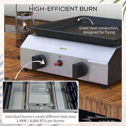 Outsunny Ψησταριά Υγραερίου με 2 Εστίες 4.8kW