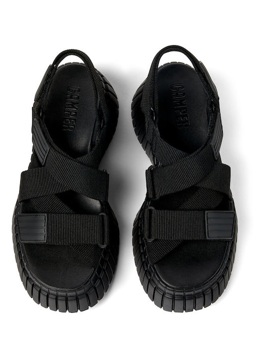 Camper Leather Women's Flat Sandals in Black Color