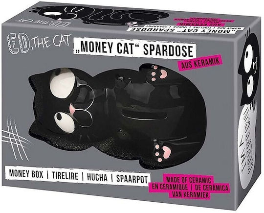 Kidslife Schwarze Katze, Kinder Spardose Keramisch Schwarz 10x16x6cm