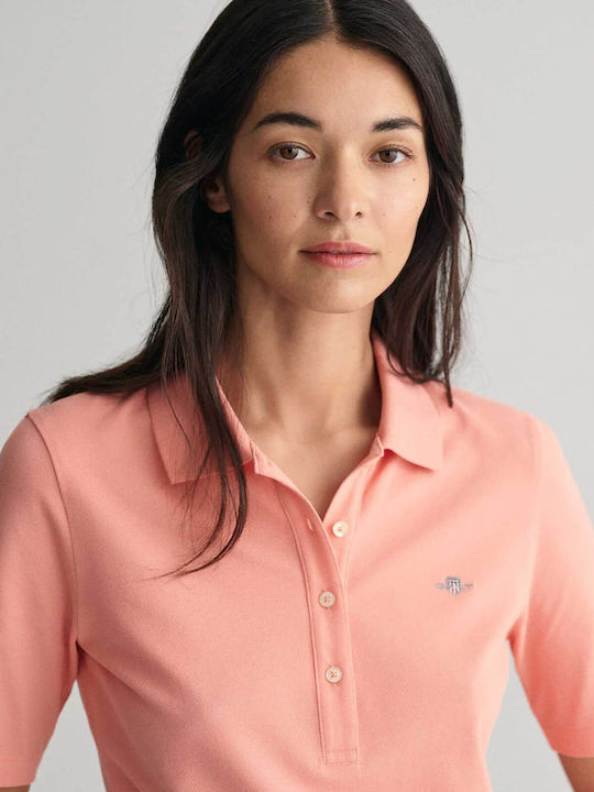 Gant Γυναικεία Polo Μπλούζα Κοντομάνικη Πορτοκαλί