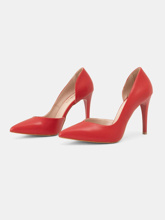 Bozikis Synthetic Leather Pointed Toe Stiletto Red High Heels Τακούνι