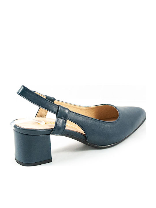 Leather Women's Ballerina Shoes Slingback In Blue Colour